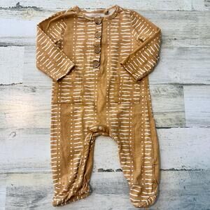 Jessica Simpson Baby Boy Footed Romper Brown Henley 3–6 Months